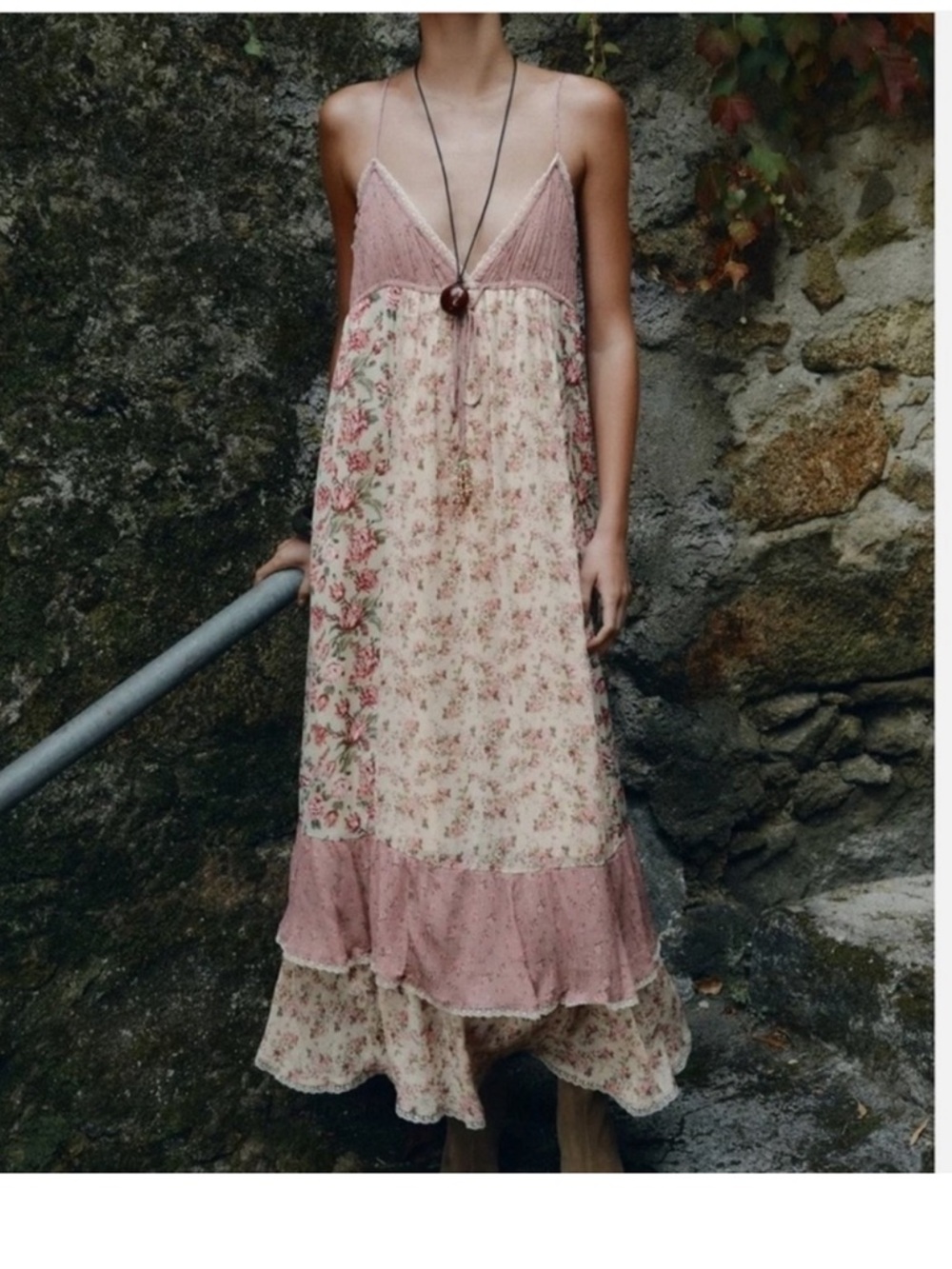 ZARA PATCHWORK FLORAL DRESS - Picture 2 of 13
